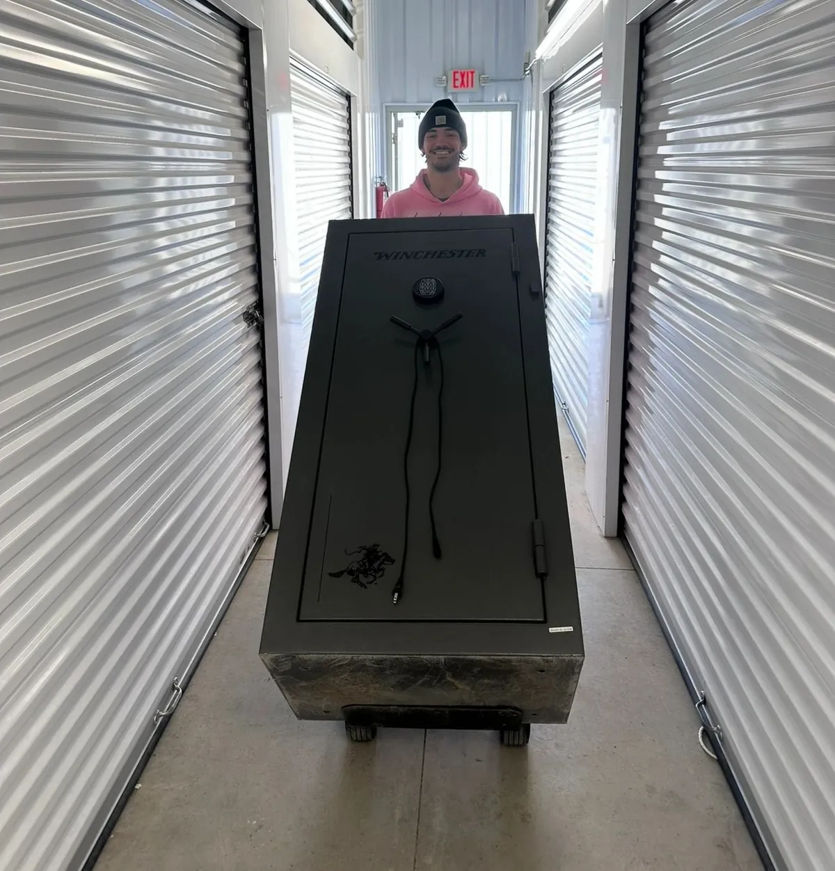 Trace moving a large safe out of a storage unit